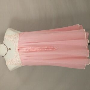 Vintage Pale Pink Lace Yoke Chiffon Slip